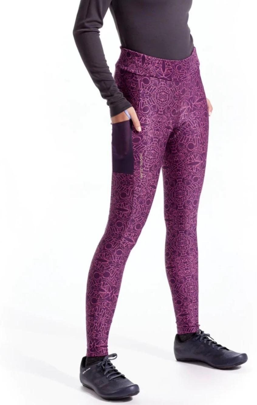 PEARL IZUMI Women's Sugar Thermal Fleece Cycling Tights Purple Damask Print M